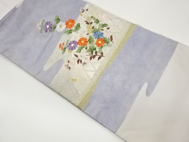 JAPANESE NAGOYA OBI / WOVEN AUTUMN FLOWERS